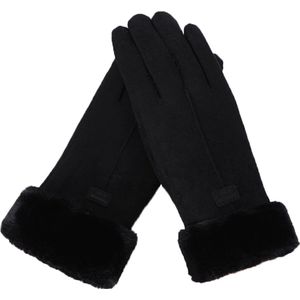 Handschoenen - Dames - Fleece - Touchscreen - Zwart - One size - Wol - Winter - Kerst