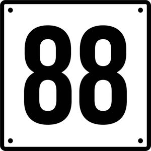 Huisnummerbord 88 - Incl. Schroeven en Pluggen – Acrylaat - 10 x 10 cm - Wit met Zwart