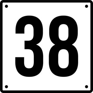 Huisnummerbord 38 - Incl. Schroeven en Pluggen – Acrylaat - 10 x 10 cm - Wit met Zwart