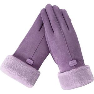 Dames handschoenen extra zacht met wollen binnen voering paars violet