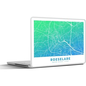 Laptop sticker - 17.3 inch - Stadskaart - Roeselare - Blauw - Groen - 40x30cm - Laptopstickers - Laptop skin - Cover