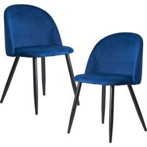 Medina Eetkamerstoelen - Set Van 2 - Gestoffeerde Keukenstoel - Kuipstoel - Fluweel - Blauw/Roze/Groen/Beige- Zwart