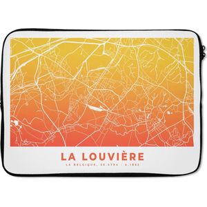 Laptophoes 13 inch - Stadskaart - België - La Louvière - Laptop sleeve - Binnenmaat 32x22,5 cm - Zwarte achterkant