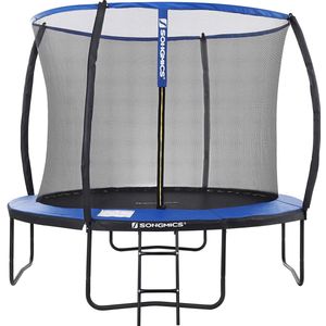 Mara Trampoline Met Veiligheidsnet - Trampolines - Tuin - Ladder - Gevoerde Stangen - Zwart/Blauw - Ø 366