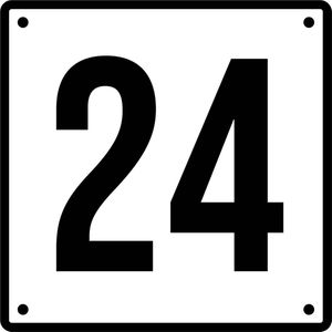 Huisnummerbord 24 - Incl. Schroeven en Pluggen – Acrylaat - 10 x 10 cm - Wit met Zwart