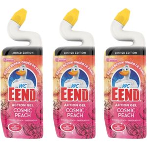 3x WC Eend Toiletreiniger Action Gel Cosmic Peach - Limited Edition - Orchidee Perzik & Sandelhout - Verwijdert hardnekkige vlekken, kalkaanslag en nare geuren