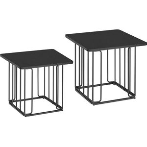 Mara Bijzettafel Set van 2 - Bijzettafels - Banktafel - Staal - Zwart - 50 x 50 x 45 cm