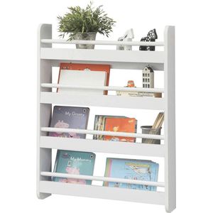 Mara Boekenkast - Wandkast - Voor kinderen - 4 Planken - Wit - 60 x 12 x 80 cm