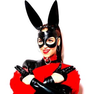 Bunny Masker - Sexy Bunny Masker - Leren Bunny Masker - Konijnen Oortjes – Meesteres Masker – Rabbit Mask – Cosplay Masker – Leather Mask