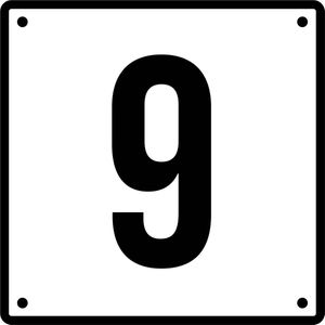 Huisnummerbord 9 - Incl. Schroeven en Pluggen – Acrylaat - 10 x 10 cm - Wit met Zwart