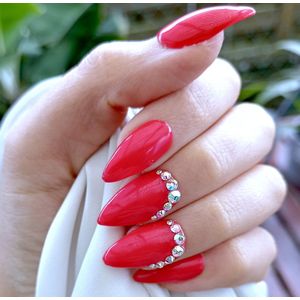 SD Press on Nails - No. 160 Enamorada - Plaknagels met nagellijm - Medium Stiletto - Rood - Set 20 Nagels - Nagellak - Gellak - Nepnagels - Kunstnagels - Accessoires Feestdagen - Handgemaakt - Handmade -