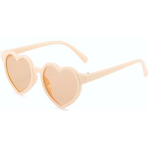 DAEBAK Kleurvolle Kinder hartjes zonnebril in hart vorm [Beige / Champagne] Festival Sunglasses - Zonnebrillen Child