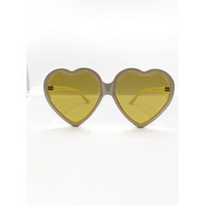 DAEBAK Grote Harten Zonnebril voor Vrouwen met Hartjes [Cream/Yellow] Dames Festival Sunglasses