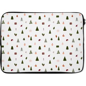 Laptophoes 13 inch - Kerst - Sjablonen - Wit - Laptop sleeve - Binnenmaat 32x22,5 cm - Zwarte achterkant - Kerst - Cadeau - Kerstcadeau voor mannen en voor vrouwen