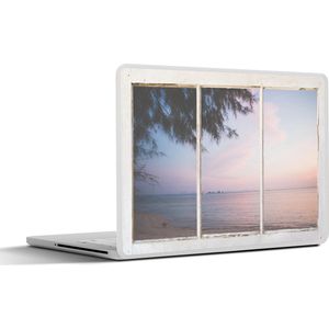 Laptop sticker - 14 inch - Doorkijk - Palmboom - Zee - 32x5x23x5cm - Laptopstickers - Laptop skin - Cover