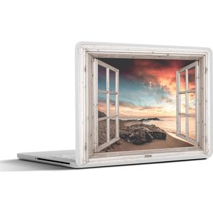 Laptop sticker - 10.1 inch - Doorkijk - Strand - Zee - 25x18cm - Laptopstickers - Laptop skin - Cover