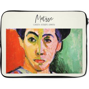 Laptophoes 15.6 inch - Kunst - Matisse - Green stripe (1905) - Laptop sleeve - Binnenmaat 39,5x29,5 cm - Zwarte achterkant