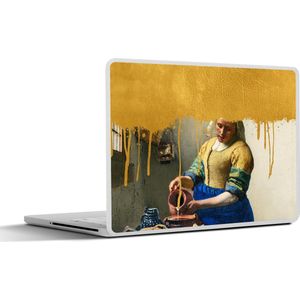 Laptop sticker - 13.3 inch - Vermeer - Goud - Melkmeisje - 31x22,5cm - Laptopstickers - Laptop skin - Cover