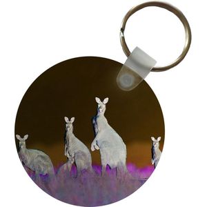 Sleutelhanger - Kangoeroe - Dieren - Gras - Plastic - Rond - Uitdeelcadeautjes