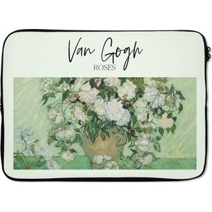 Laptophoes 13 inch - Schilderij - Van Gogh - Roses - Laptop sleeve - Binnenmaat 32x22,5 cm - Zwarte achterkant