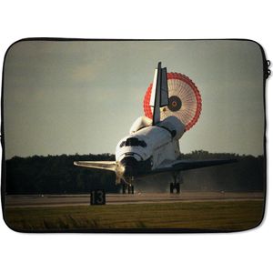 Laptophoes 14 inch - Space Shuttle - Parachute - Nasa - Laptop sleeve - Binnenmaat 34x23,5 cm - Zwarte achterkant