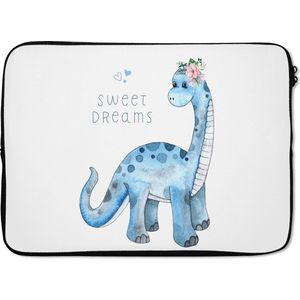Laptophoes 13 inch - Dinosaurus - Kinderkamer - Sweet Dreams - Jongens - Meisjes - Kinderen - Laptop sleeve - Binnenmaat 32x22,5 cm - Zwarte achterkant