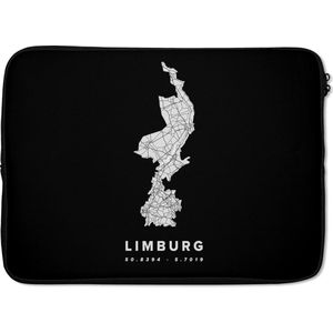 Laptophoes 14 inch - Limburg - Kaart - Nederland - Laptop sleeve - Binnenmaat 34x23,5 cm - Zwarte achterkant