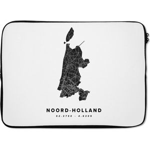 Laptophoes 13 inch - Noord-Holland - Nederland - Wegenkaart - Laptop sleeve - Binnenmaat 32x22,5 cm - Zwarte achterkant