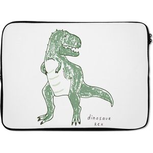 Laptophoes 14 inch - Kinderkamer - Dinosaurus - Tyrannosaurus Rex - Jongen - Meisjes - Kind - Laptop sleeve - Binnenmaat 34x23,5 cm - Zwarte achterkant