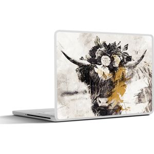 Laptop sticker - 13.3 inch - Schotse hooglander - Verf - Black and gold - 31x22,5cm - Laptopstickers - Laptop skin - Cover