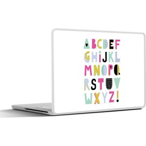 Laptop sticker - 11.6 inch - Alfabet - Geel - Blauw - 30x21cm - Laptopstickers - Laptop skin - Cover
