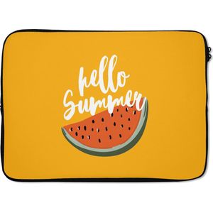 Laptophoes 13 inch - Zomer - Watermeloen - Oranje - Laptop sleeve - Binnenmaat 32x22,5 cm - Zwarte achterkant