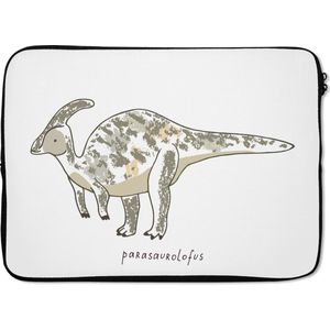 Laptophoes 13 inch - Kinderkamer - Parasaurolofus - Dinosaurus - Jongens - Meisjes - Kindje - Laptop sleeve - Binnenmaat 32x22,5 cm - Zwarte achterkant