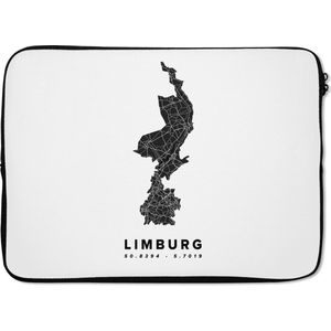 Laptophoes 14 inch - Limburg - Wegenkaart Nederland - Wit - Laptop sleeve - Binnenmaat 34x23,5 cm - Zwarte achterkant