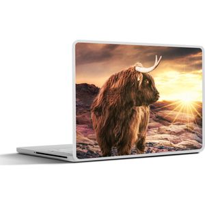 Laptop sticker - 12.3 inch - Schotse hooglander - Koe - Horizon - 30x22cm - Laptopstickers - Laptop skin - Cover