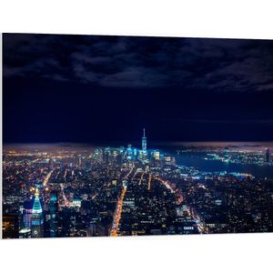 PVC Schuimplaat - Uitzicht op Lichtjes over Stad in Amerika - 100x75 cm Foto op PVC Schuimplaat (Met Ophangsysteem)