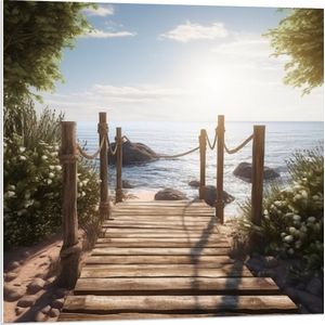 PVC Schuimplaat- Bomen - Bloemen - Planten - Hout - Pad - Water - Zee - Strand - Zand - Zon - 80x80 cm Foto op PVC Schuimplaat