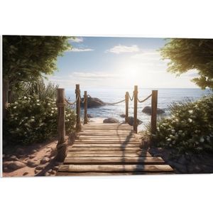 PVC Schuimplaat - Bomen - Bloemen - Planten - Hout - Pad - Water - Zee - Strand - Zand - Zon - 75x50 cm Foto op PVC Schuimplaat (Met Ophangsysteem)