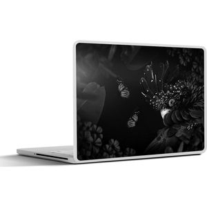 Laptop sticker - 17.3 inch - Vogel en vlinders in de jungle - zwart wit - 40x30cm - Laptopstickers - Laptop skin - Cover