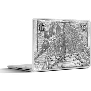 Laptop sticker - 11.6 inch - Historische Amsterdamse stadskaart - zwart wit - 30x21cm - Laptopstickers - Laptop skin - Cover