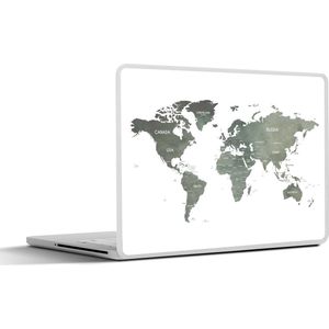 Laptop sticker - 14 inch - Wereldkaart - Aardrijkskunde - Grijs - 32x5x23x5cm - Laptopstickers - Laptop skin - Cover