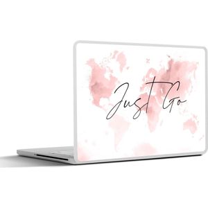 Laptop sticker - 13.3 inch - Kaart - Roze - Quote - 31x22,5cm - Laptopstickers - Laptop skin - Cover