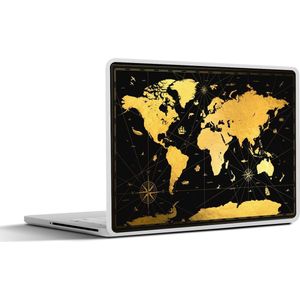 Laptop sticker - 11.6 inch - Wereldkaart - Goud - Zwart - Luxe - 30x21cm - Laptopstickers - Laptop skin - Cover