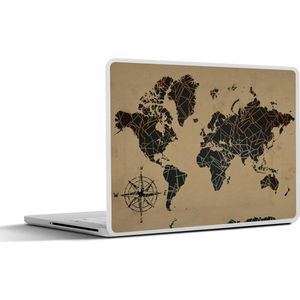 Laptop sticker - 13.3 inch - Wereldkaart - Abstract - Bruin - 31x22,5cm - Laptopstickers - Laptop skin - Cover