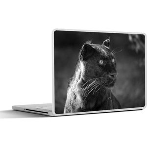 Laptop sticker - 11.6 inch - Close-up zwarte panter - zwart wit - 30x21cm - Laptopstickers - Laptop skin - Cover