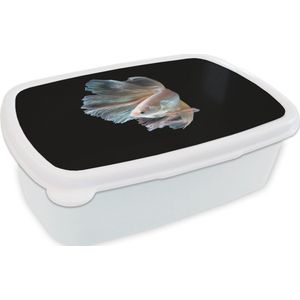 Broodtrommel Wit - Lunchbox - Brooddoos - Vis - Staart - Zwart - 18x12x6 cm - Volwassenen
