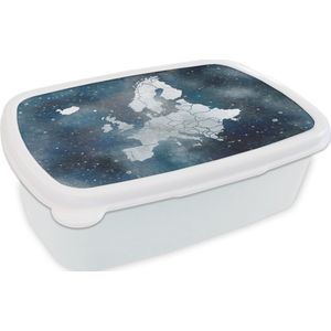 Broodtrommel Wit - Lunchbox - Brooddoos - Kaart - Europa - Sterrenhemel - 18x12x6 cm - Volwassenen