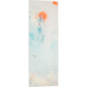 WallClassics - PVC Schuimplaat- Abstracte Blauw/Oranje Vlekken op Witte Achtergrond - 40x120 cm Foto op PVC Schuimplaat