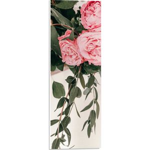 WallClassics - PVC Schuimplaat- Roze Rozen Bloemenboekt - 20x60 cm Foto op PVC Schuimplaat