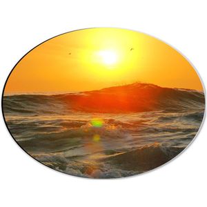 WallClassics - Dibond Ovaal - Zon op het Wateroppervlak - 40x30 cm Foto op Ovaal (Met Ophangsysteem)